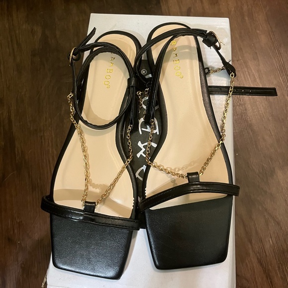 NWT Black and Gold Sandals - Picture 1 of 4